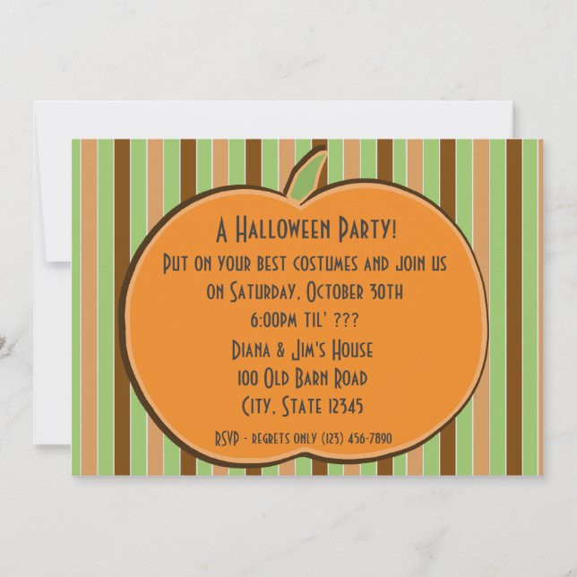 Pumkin and Stripes Invitation (Front)