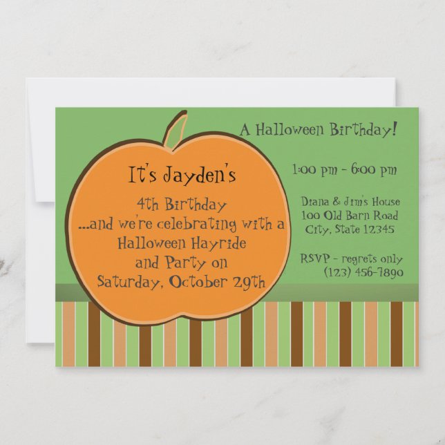 Pumkin and Stripes Invitation (Front)