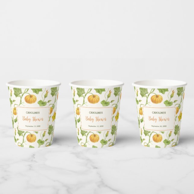  pumkin floral pattern paper cups (Multi)