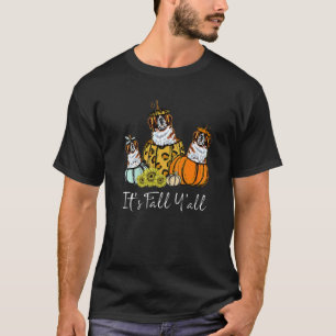 Pumkins Leopard Dog Saint Bernard It S Fall Y All  T-Shirt