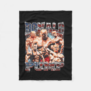 Pump 1 Vs 1 Biden American Flag Swole Trump 2024  Fleece Blanket