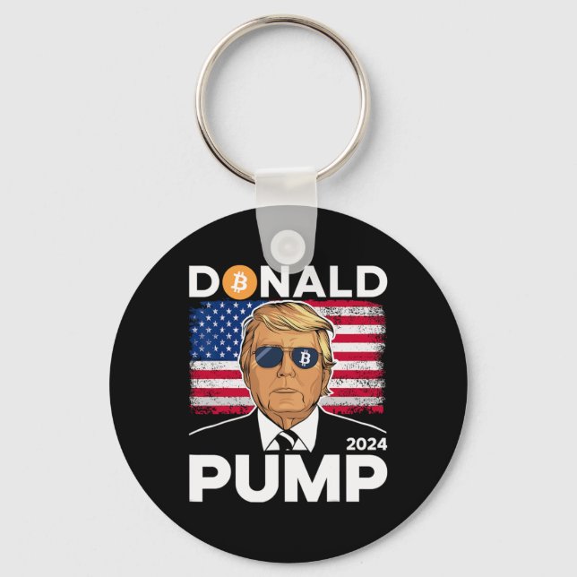 Pump Bitcoin Funny Trump 2024 Crypto  Keychain (Front)