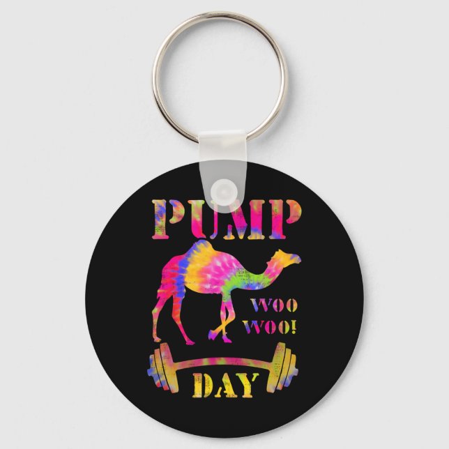 Pump Day Weightlifting Bodybuilding Tie Dye Tee Gy Keychain (Front)