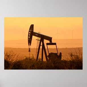 Pump Jack Pumping Oil In West Texas, USA Poster