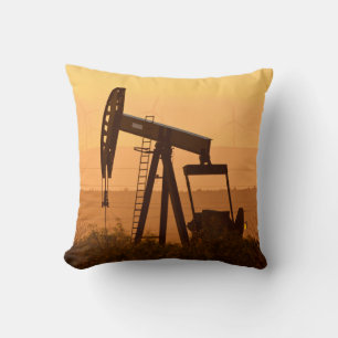 Pump Jack Pumping Oil In West Texas, USA Throw Pillow