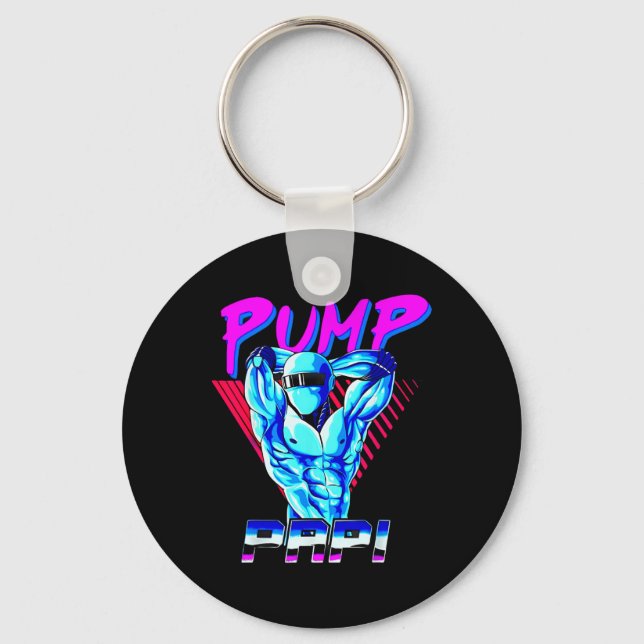 Pump Papi Powerlifting Bodybuilding Fitness Traini Keychain (Front)