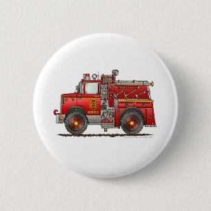 Pumper Rescue Fire Truck Firefighter 2 Inch Round Button