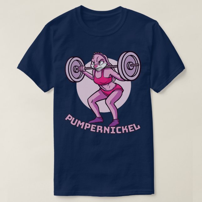 Pumpernickel  Rabbit with Barbell  Bodybuilding    T-Shirt (Design Front)
