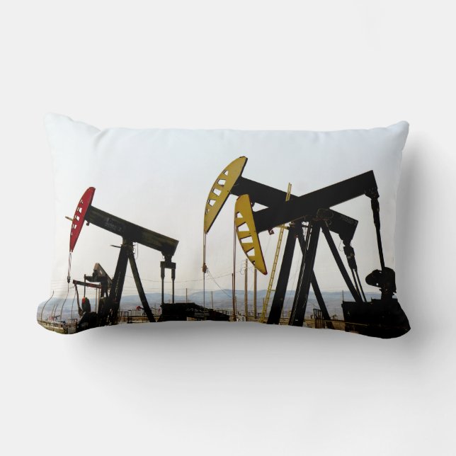 Pumpjacks in Taft California Lumbar Pillow (Front)