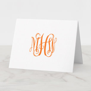 Pumpkin 3 Initial Vine Script Monogram DIY BG Thank You Card