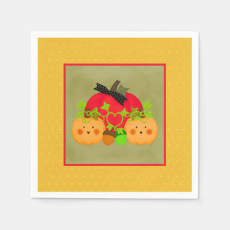 Pumpkin & Acorn October Halloween Napkin