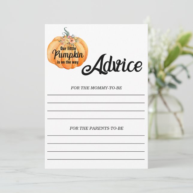 Pumpkin Advice for Mommy Baby Shower Game Invitation (Standing Front)