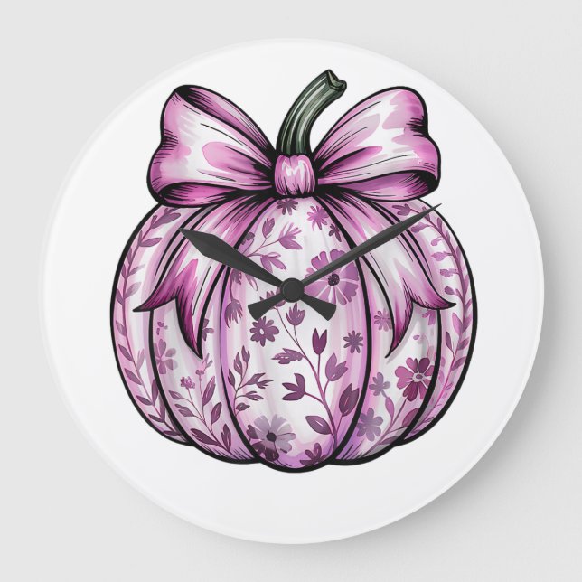 Pumpkin Aesthetic Chinoiserie Coquette Trendy To Large Clock (Front)