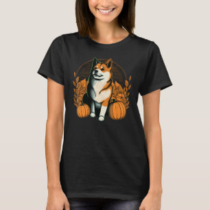 Pumpkin Akita Inu costume on Akita Inu Halloween T-Shirt
