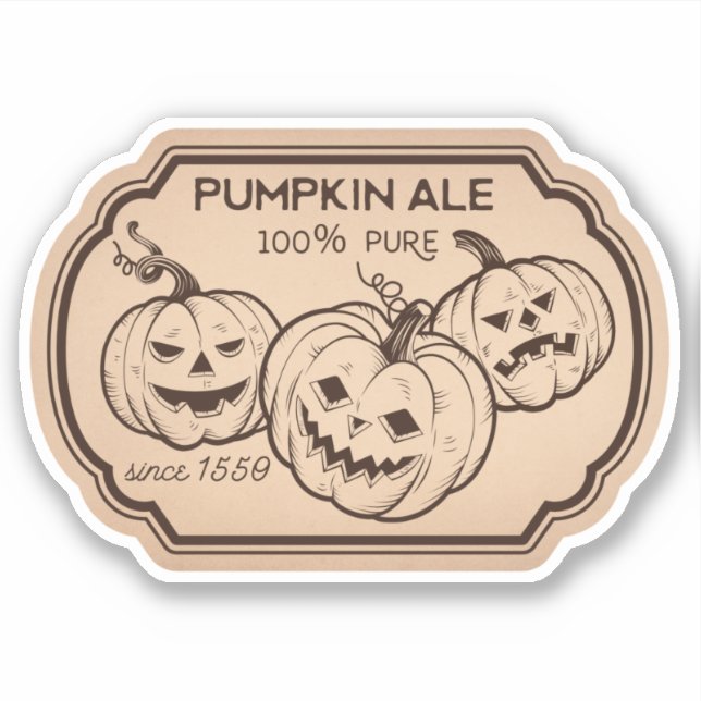 Pumpkin Ale Potion Vintage Label Sticker (Front)