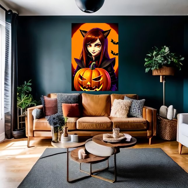 Pumpkin and a young lady | AI Art  Poster (Creator Uploaded)