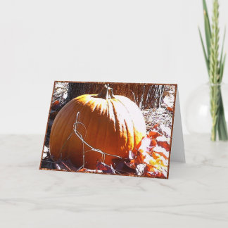 Pumpkin and Autumn Leaves Holiday Card