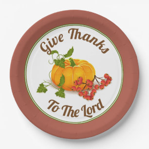 Pumpkin and berries terracotta fall Thanksgiving Paper Plate