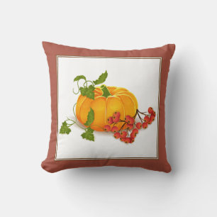 Pumpkin and berries terracotta fall Thanksgiving Throw Pillow