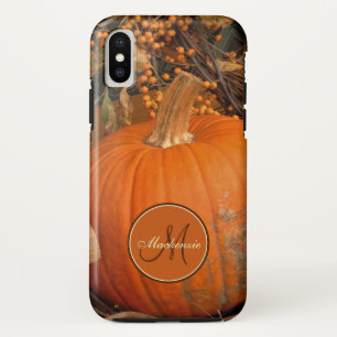 Pumpkin And Bittersweet Vine Fall Theme Monogram Case-Mate iPhone Case