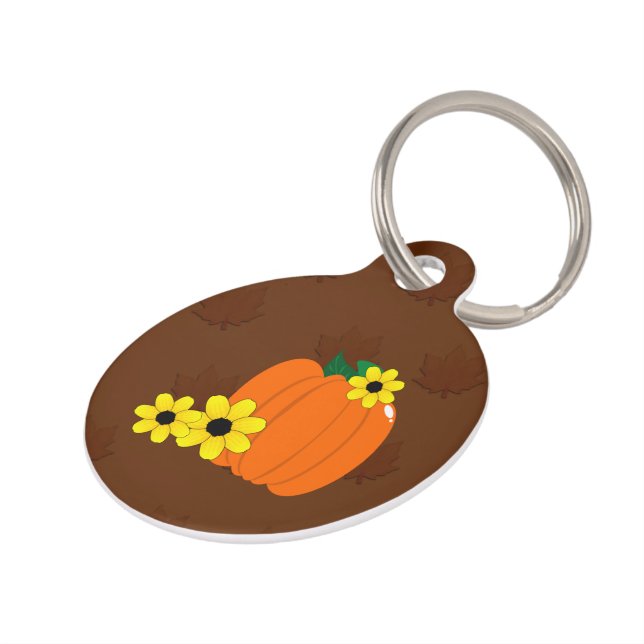 Pumpkin and Black-eyed Susans Pet Tag (Side)