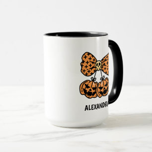 Pumpkin and bow Halloween Personalized Name Mug