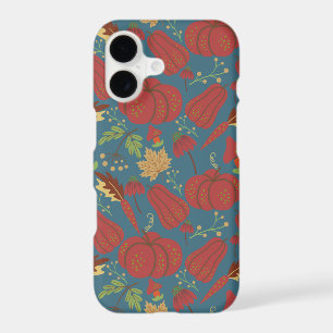 Pumpkin and carrot  seamless pattern red and blue