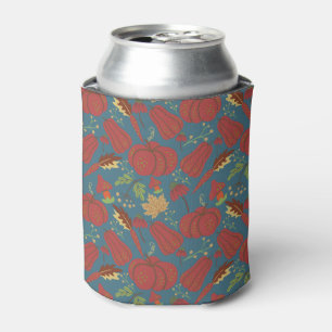 Pumpkin and carrot seamless pattern red and blue can cooler