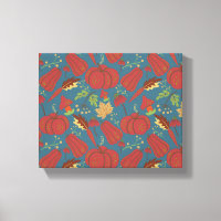 Pumpkin and carrot seamless pattern red and blue