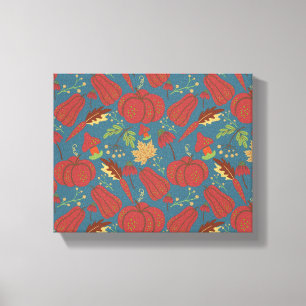 Pumpkin and carrot  seamless pattern red and blue canvas print
