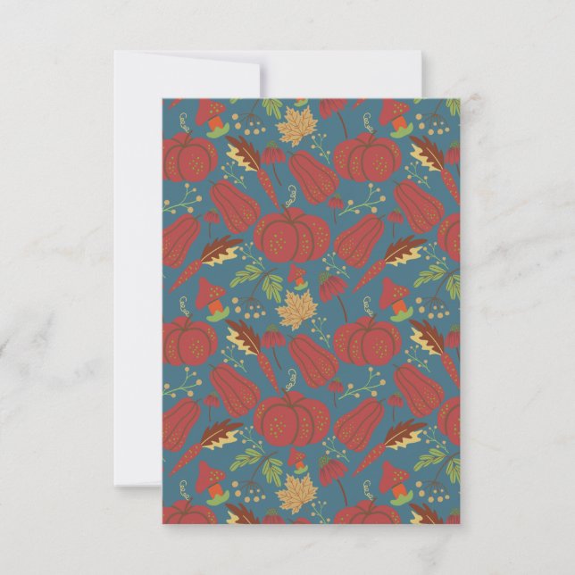 Pumpkin and carrot  seamless pattern red and blue card (Front)