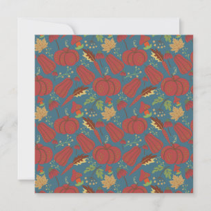 Pumpkin and carrot seamless pattern red and blue card
