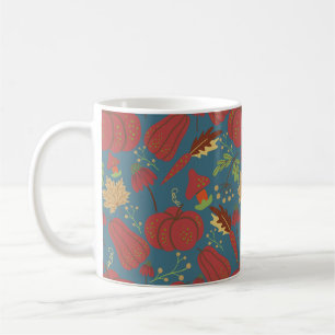 Pumpkin and carrot  seamless pattern red and blue coffee mug