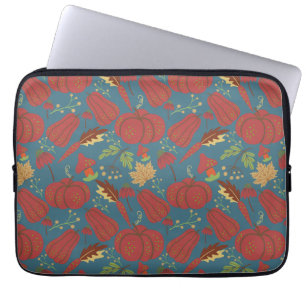 Pumpkin and carrot seamless pattern red and blue laptop sleeve