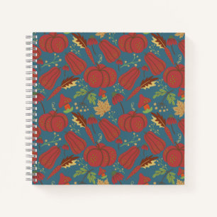 Pumpkin and carrot  seamless pattern red and blue notebook