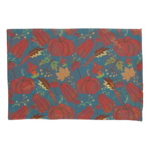 Pumpkin and carrot seamless pattern red and blue pillowcase