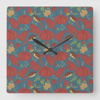 Pumpkin and carrot seamless pattern red and blue