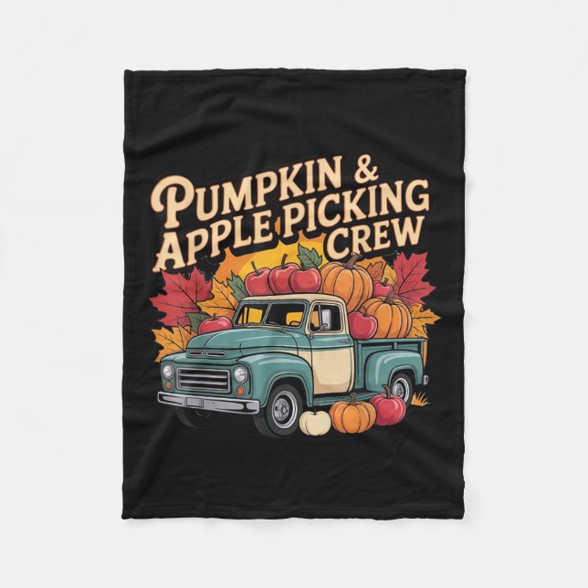 Pumpkin And Cking Crew Fall Harvest Thanksgiving  Fleece Blanket (Front)
