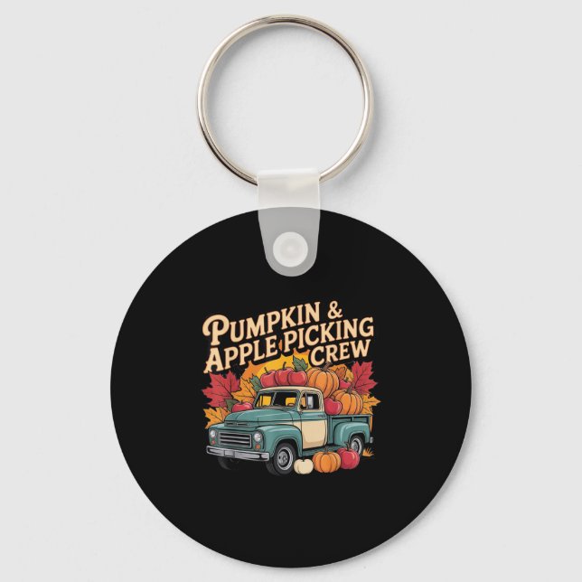 Pumpkin And Cking Crew Fall Harvest Thanksgiving  Keychain (Front)