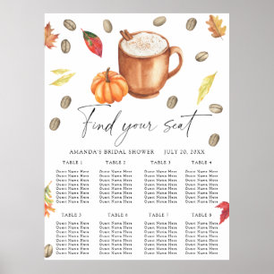 Pumpkin and Coffee Wedding seating chart