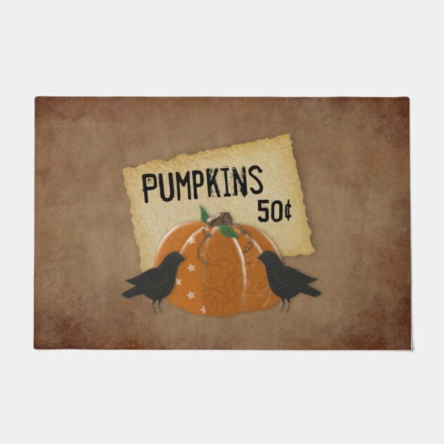 Pumpkin And Crows Door Mat (Front)