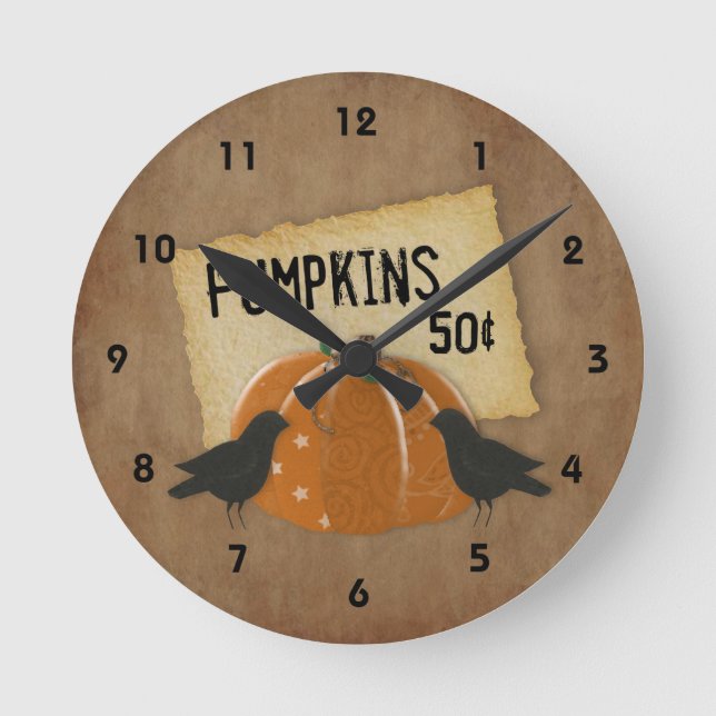 Pumpkin and Crows Wall Clock (Front)
