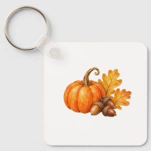 Pumpkin and Fallen Acorns Keychain