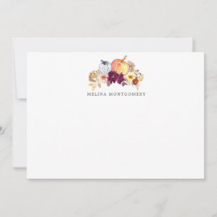 Pumpkin and Flowers Fall Personalized Card