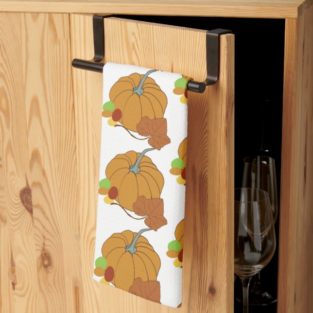 Pumpkin and leaf plus colourful candy  kitchen towel (Thirds Fold)