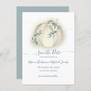 Pumpkin and Lights Botanical Vines Save the Date Invitation