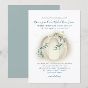 Pumpkin and Lights Botanical Vines Wedding Invitation