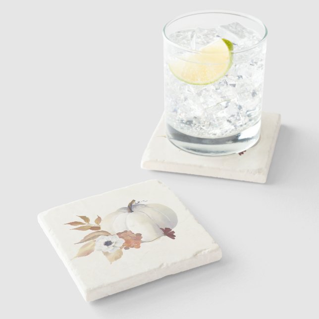 Pumpkin and Magnolia Fall Colours Stone Coaster (Side)