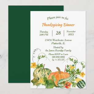 Pumpkin and Squash Bounty Thanksgiving Dinner Invitation