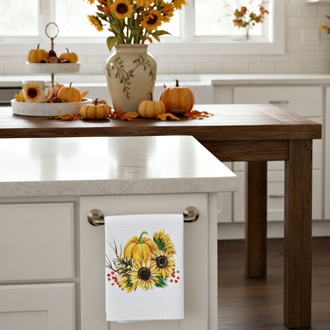 Pumpkin and sunflowers autumn kitchen towel (Creator Uploaded)
